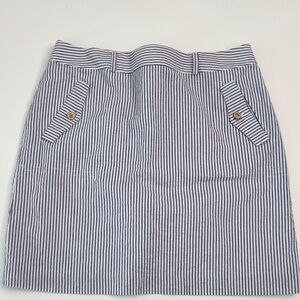 J. McLaughlin Striped Blue and White Cotton Skirt Size 8